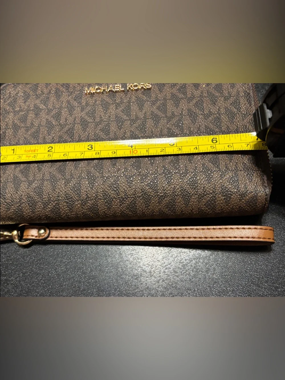 Michael‎ Kors Brown Signature Logo Wristlet.  Jet Set Travel Wallet.